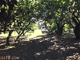 Teen gags hard on cock