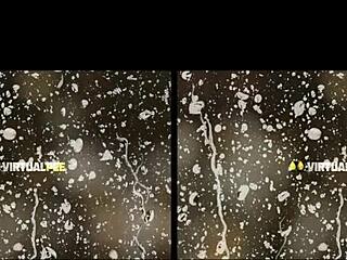 In this pov scene, a shaved redhead in fishnets teases and masturbates with fingering