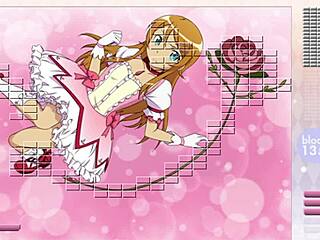 kousaka kirino strips and rips clothes in arkanoid gameplay with hentai striptease