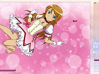 kousaka kirino strips and rips clothes in arkanoid gameplay with hentai striptease