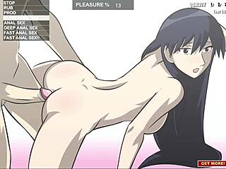 Sakaki bent over in doggy style