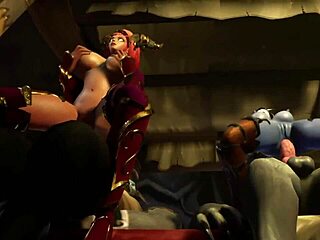 Blonde Elf Bent Over in Furry Werewolf Gangbang Orgy