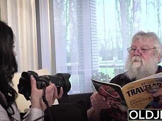 Old Man Fucks Sexy Young 18+ Girl Hard on Couch