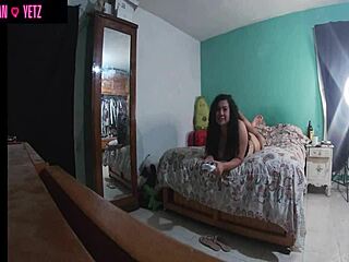 Latina bbw plays video games at holiday party with uncle's girlfriend