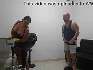 i get excited watching the maid clean, offer a tip for her to suck my cock