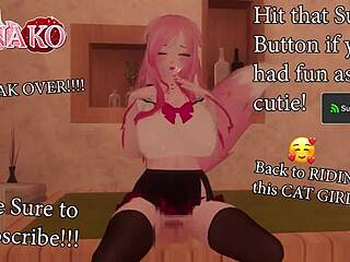 Cat Girl Kanako Tries Fitting Huge Cock Inside Her