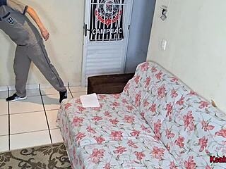 Wife betrays husband with delivery guy while he watches soccer