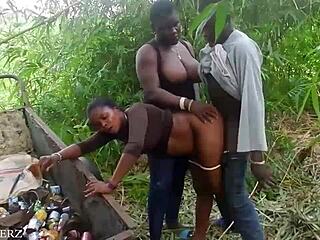 Two Ladies Banging Stranger in Wild Bush