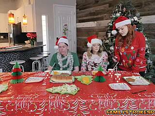 Horny stepfamily indulges in christmas orgy