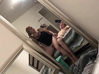 Blonde milf rides big white uncut cock hard in cowgirl.