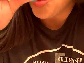 marry diamond giving sloppy blowjob to lollipop with tons of spit