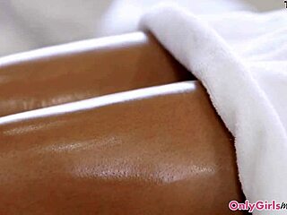 i lick the big tits babe's pussy during a lesbian massage