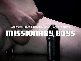 straight stepdad says 'what the hell?' as gay stepson gives blowjob. bent over for cumshot.