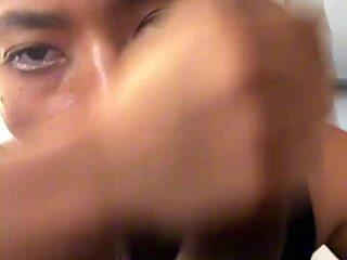 Blowjob pov to a big cock with cum in the mouth - amateur couple - nysdel