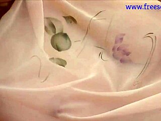 Seductive brunette in high heels teases with red lingerie dildo fuck.