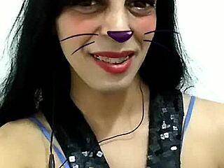 Pretty ladyboy streaming live on Facebook with a surprising twist