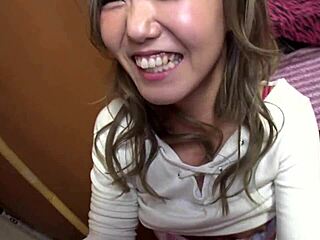 Asian Japanese amateur gets facial and squirts during shaved blowjob