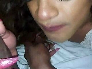 In the scene, tgirl trixy is sucking that dick like a little whore