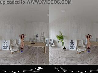 Stasyqvr Presents 180 Vr Experience With Meganq Undressing In Body Stockings, Revealing Beautiful Shaved Body