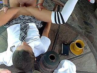 Stepfather Fucks Me on Table, Huge Creampie for Naughty