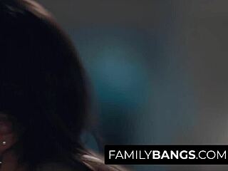 watching movies turns wild with stepsister Karlee Grey and Charlotte Cros scissoring.