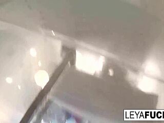 Leya falcon strips nude in shower, showcasing big tits and ass.