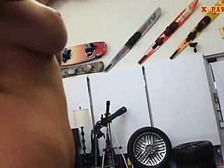 Coed visits pawn shop for hidden cam reality interaction