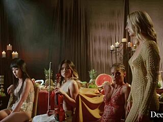 mona leads wild 5-girl reverse gangbang