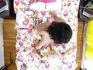 Black christ dominates vixen vanity's big ass with monster cock backstage overhead view