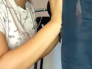 Cute teen gives unexpected blowjob to her trainer