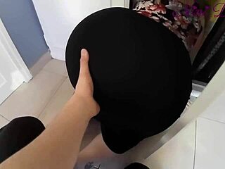 big booty milf bends over for fat cock in tight dress pov