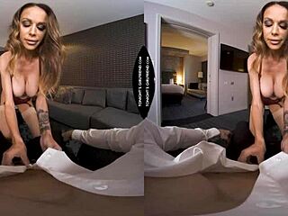 Tonight's girlfriend, McKenzie Lee, helps her fan relax in the hotel.