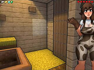 Hornycraft parody hentai game with beach outdoor assjob action