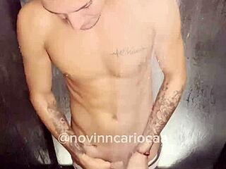 TikTok famous twink showers with clothes on until naked