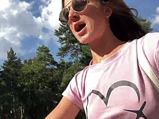 Outdoor webcam fun with skinny blonde teen 18+ and big cock