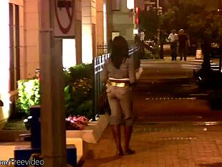 Ebony Brunette in Lingerie and Boots Poses with Big Ass