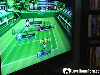 Hot BRUNETTE wears SOCKS while TEASING her ASS