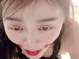 woman flirts playfully with large buttocks using toys