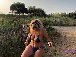 Stunning Italian milf takes it hard on the beach.