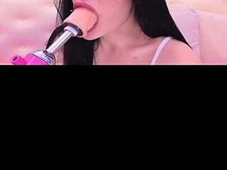 This brunette's deepthroat facefuck is intense!