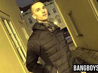 Two gay dudes sucking and fucking in building