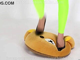 beautiful woman teases with high heels on cushion