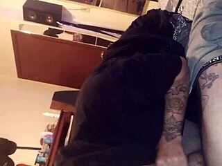 amanda gives deepthroat blowjob in casual scene