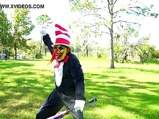 Cat in the Hat Cosplay! Deepthroat Big Black Cock in Wild Doggystyle!