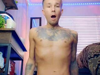 Watch this adorable twink spank his tight ass with a huge dildo!