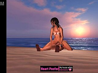 Cartoon Character Rides Wildly in Sunset Scene