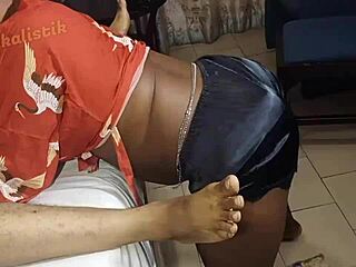 Black girl wiggles and twerks for her rich boyfriend with balloons.