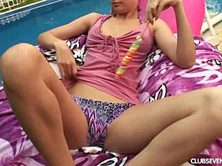 Teen Marilyn slays with sucking and banging by the pool