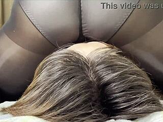 She says, 'Cum while I sit on your face in black pantyhose.'