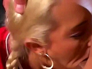 busty blonde cheerleader lets him pound her tight ass hard!